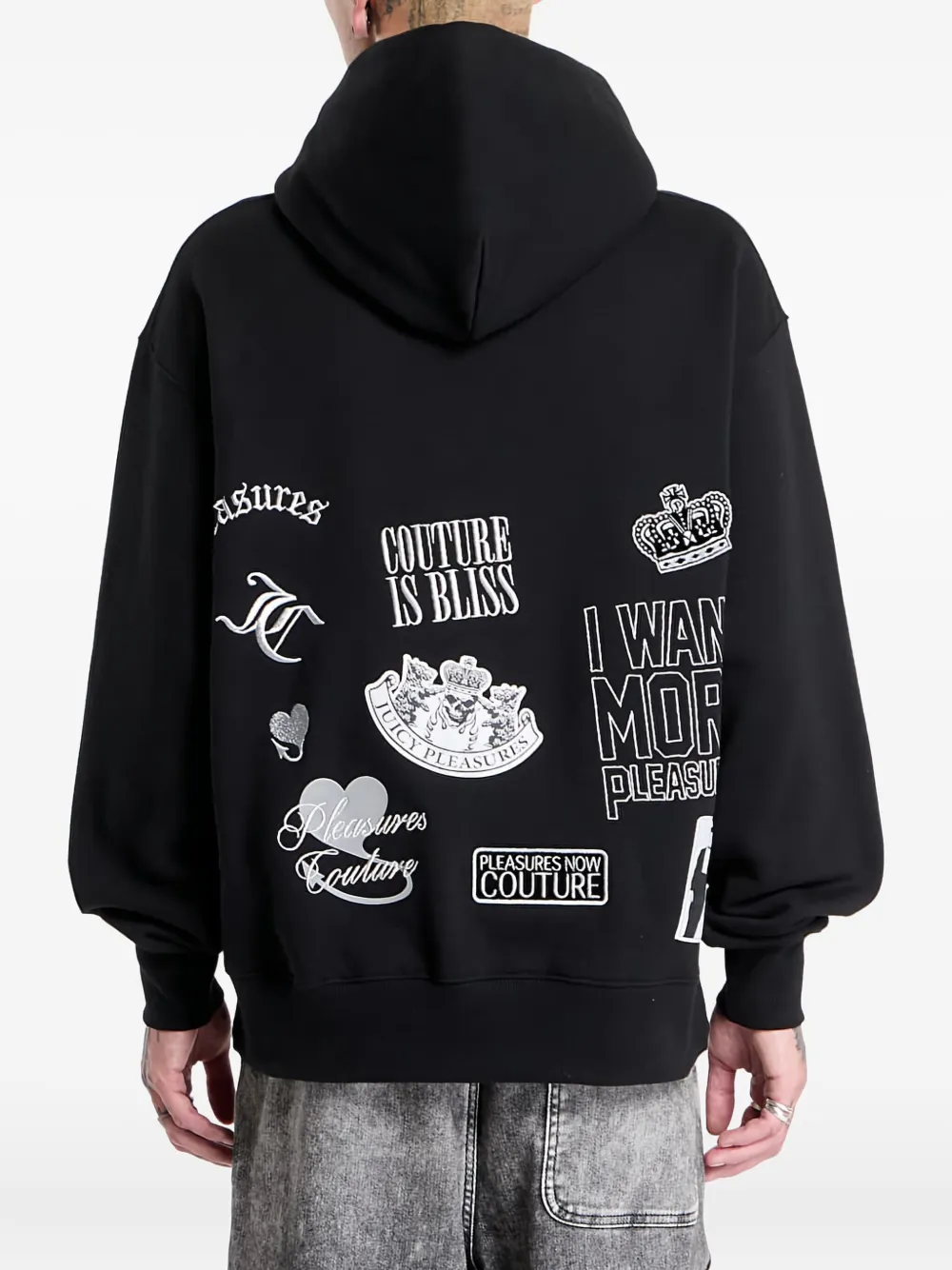 Pleasures Hoodie met logodetail Zwart