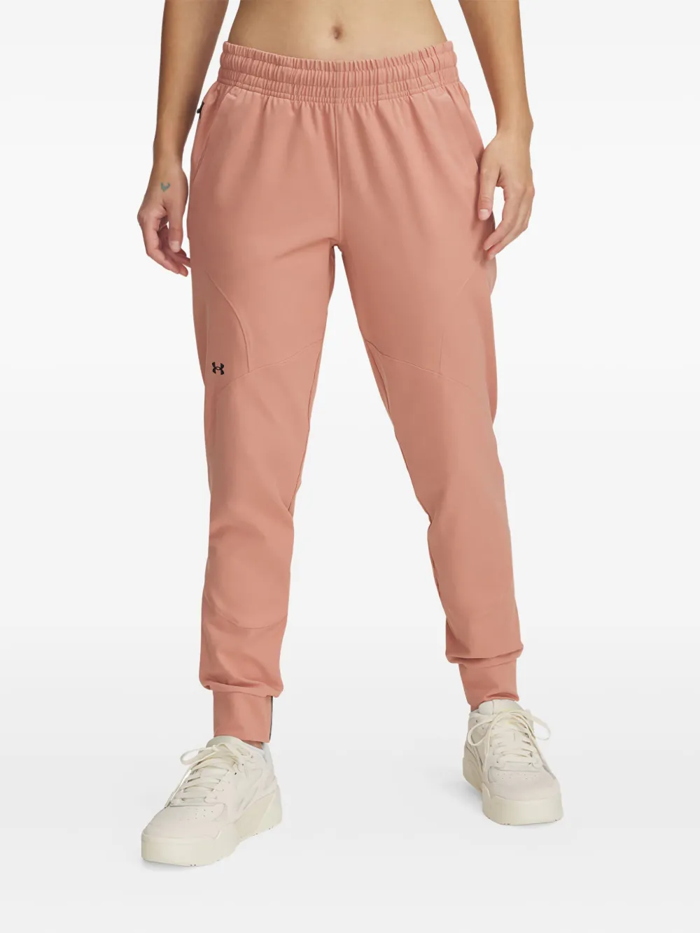 Under Armour Panelled Elasticated-cuff Track Pants In Pink