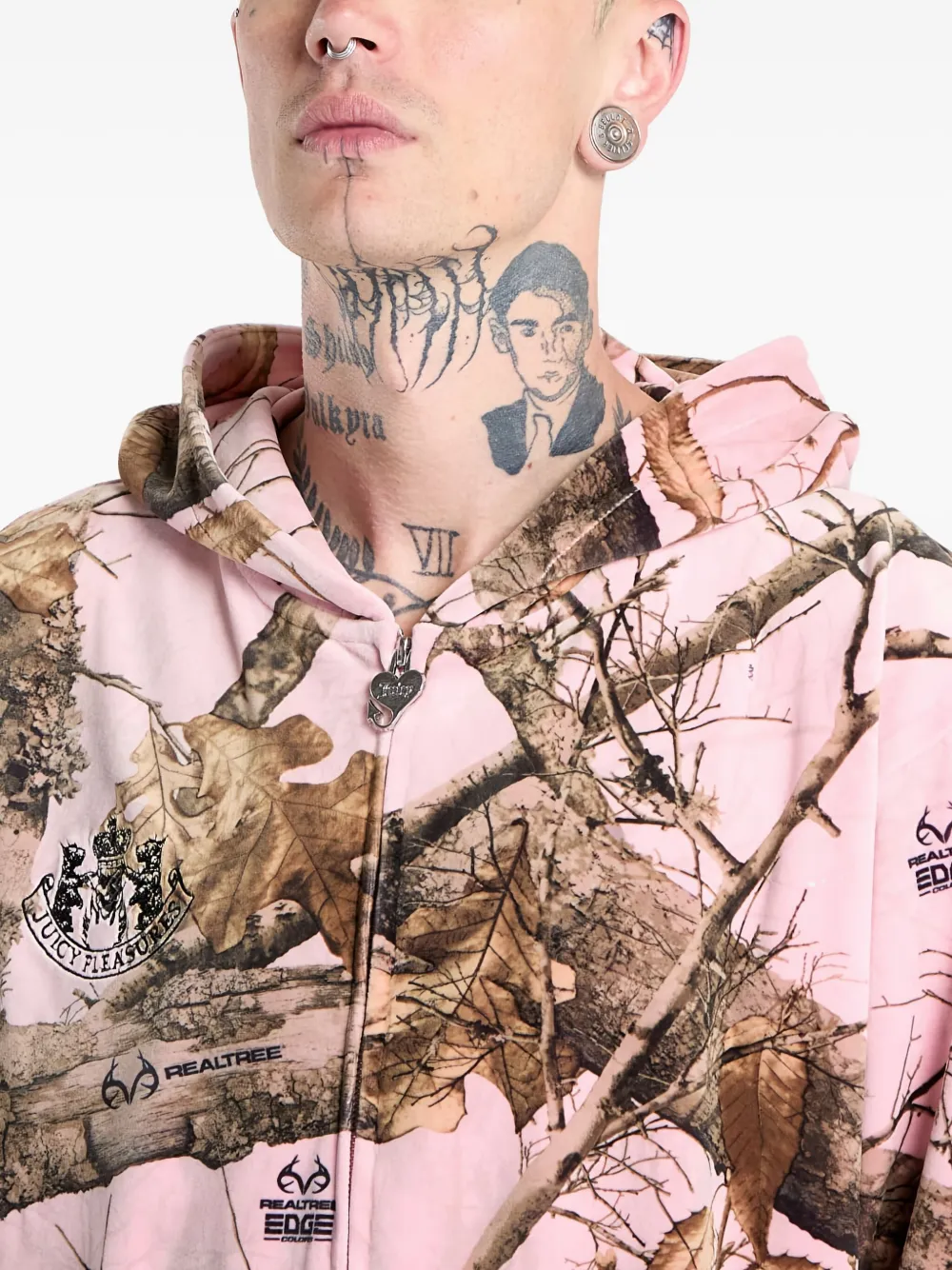 Pleasures Tree-print Zip-up Hoodie In Multi