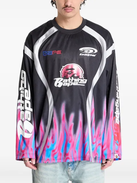 A BATHING APE® flame-pattern long-sleeve T-shirt