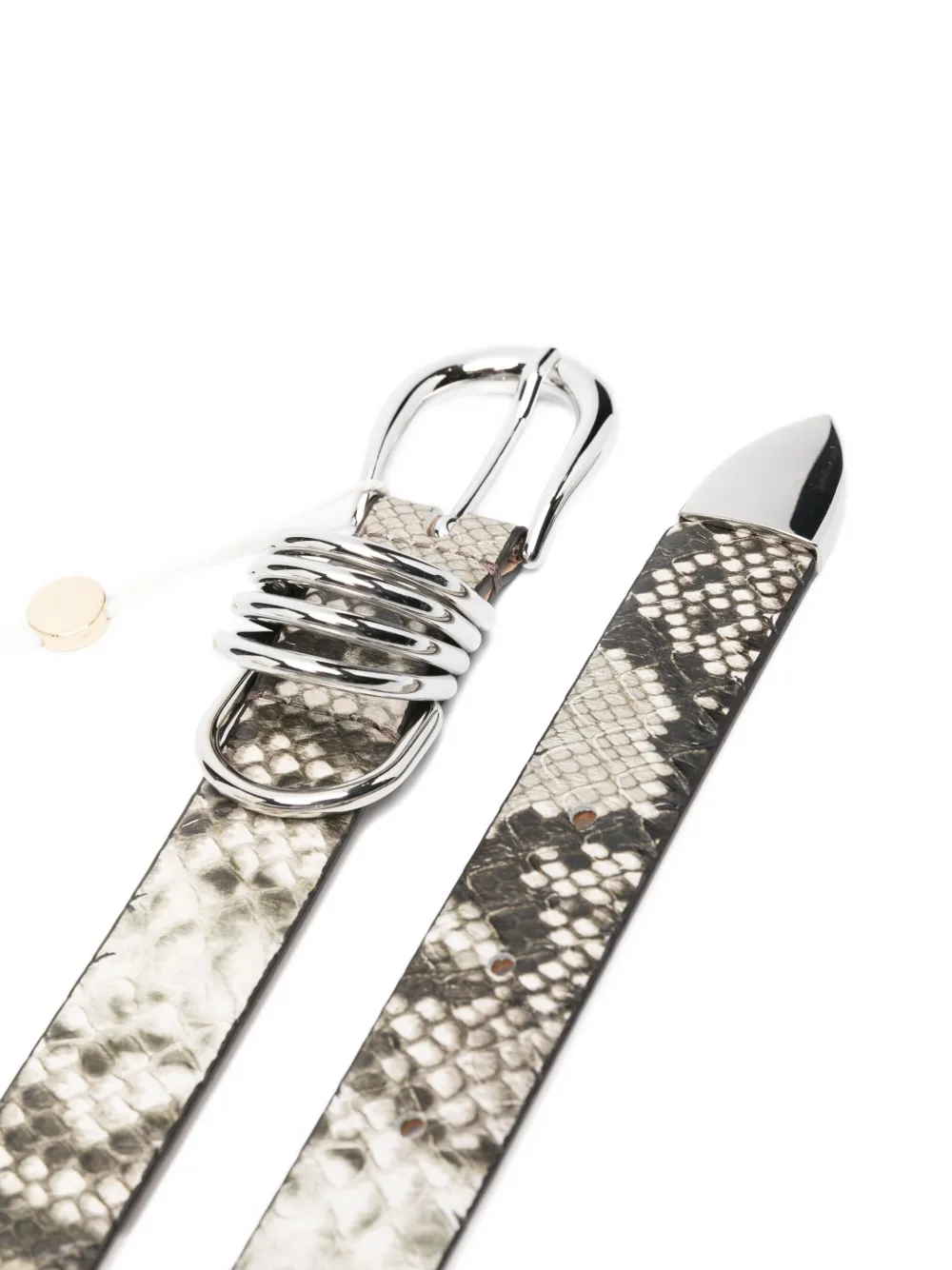 Dehanche Hollyhock Snakeskin-print Belt In Gray