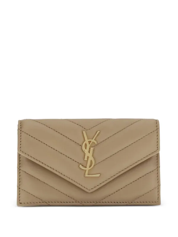 Saint Laurent Cassandre Matelassé Fragments Card Case in Neutrals