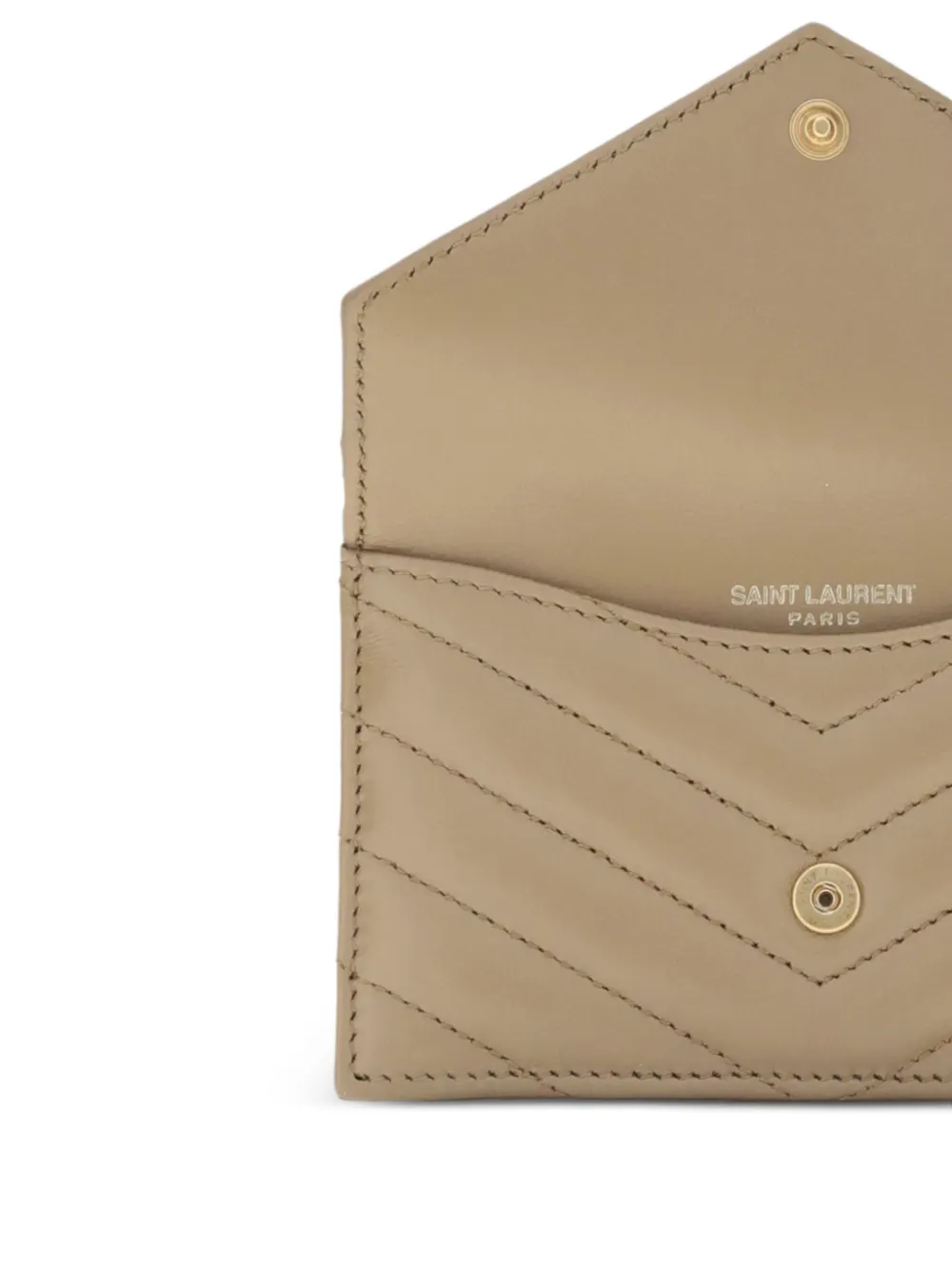 Saint Laurent Quilted Logo Wallet - Neutrals 