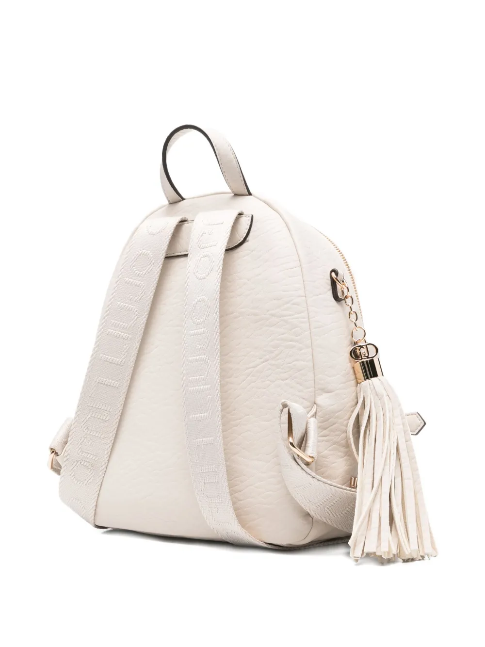 Liu •jo Embossed-logo Tassel Backpack In White