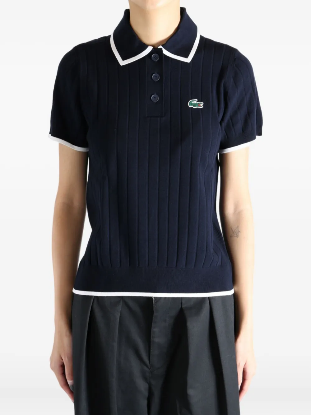Lacoste ribbed-knit polo shirt - Blauw