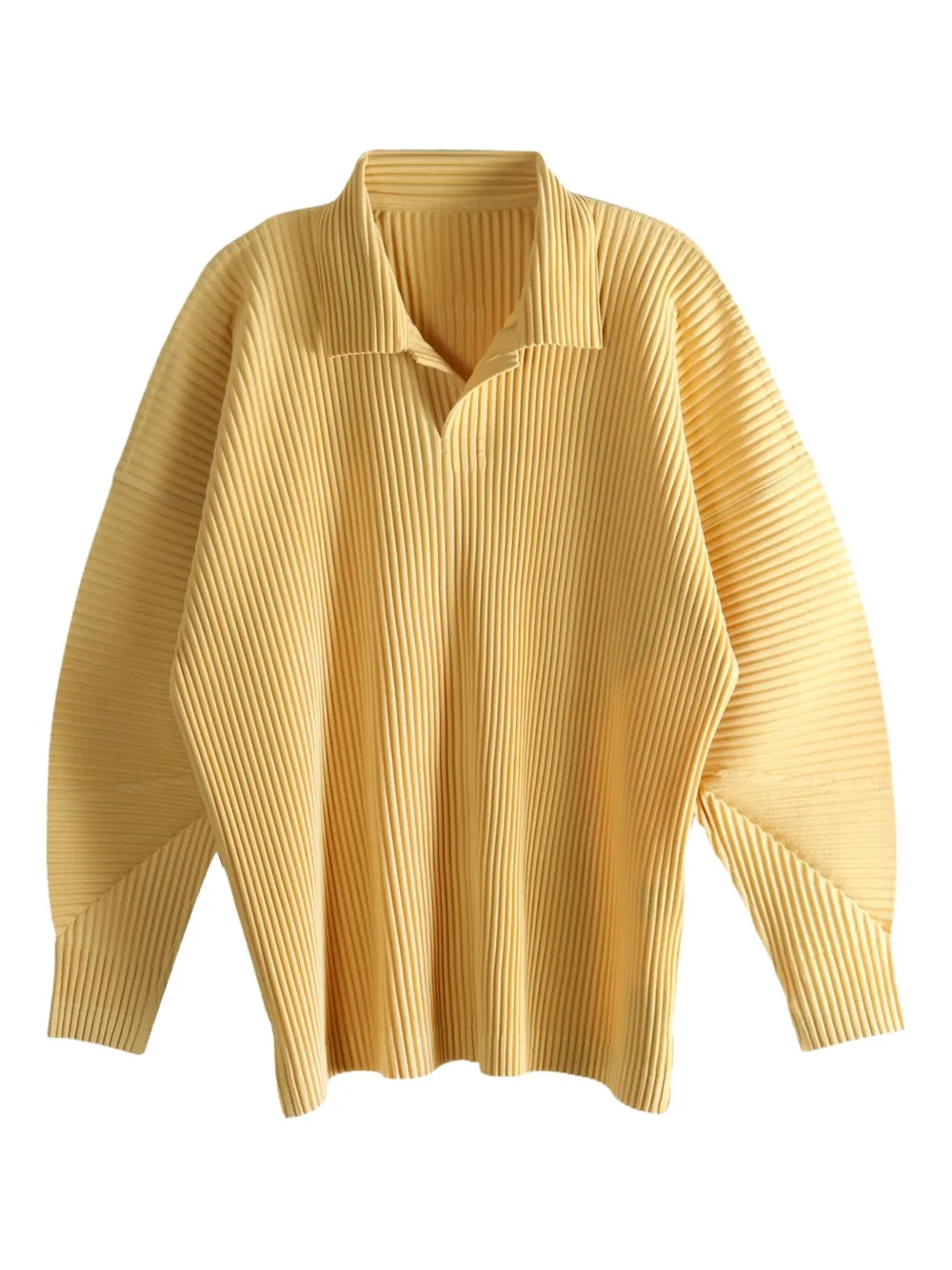 Homme Plissé Issey Miyake Monthly Colors : August pleated long-sleeve polo shirt | Yellow | Image 1