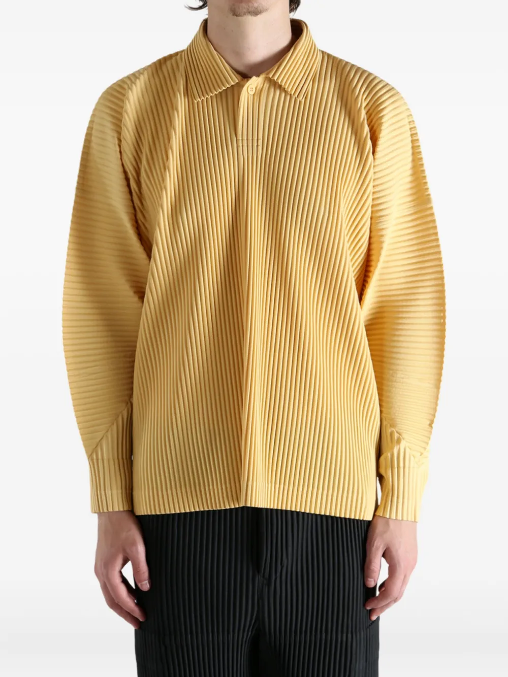Homme Plissé Issey Miyake Monthly Colors : August pleated long-sleeve polo shirt - Geel