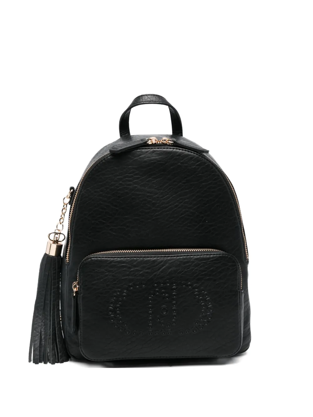 Liu •jo Embossed-logo Tassel Backpack In Black