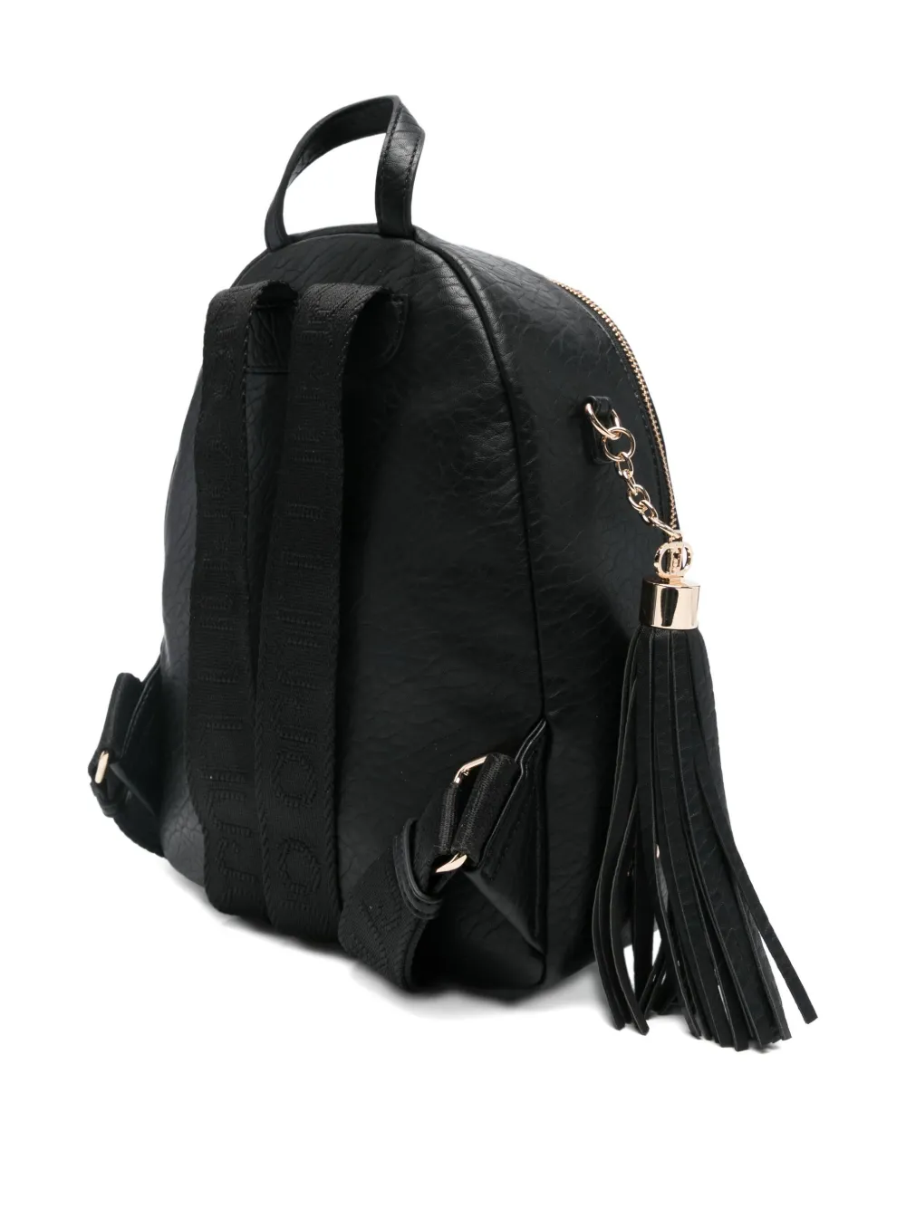 Liu •jo Embossed-logo Tassel Backpack In Black