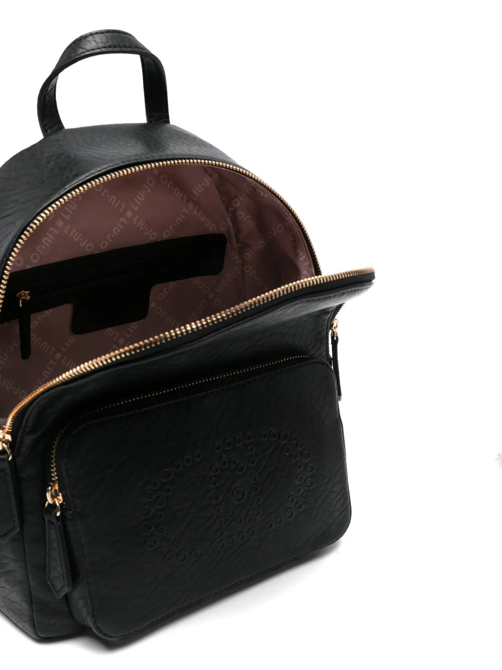 Liu •jo Embossed-logo Tassel Backpack In Black
