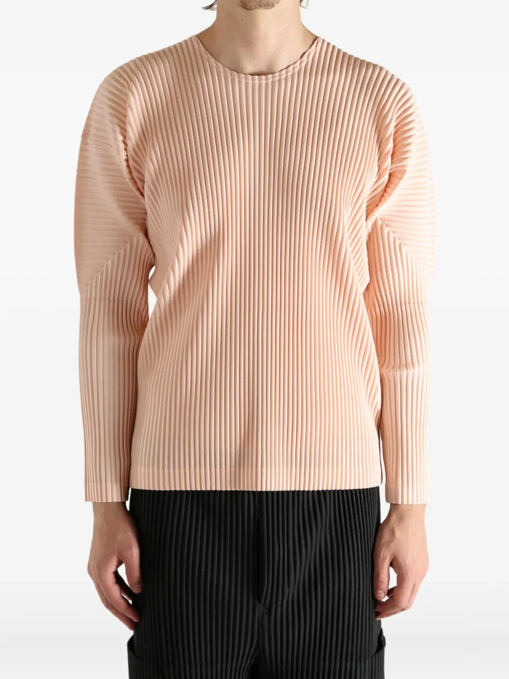 Issey Miyake Color Pleats Long-sleeve T-shirt In Neutral
