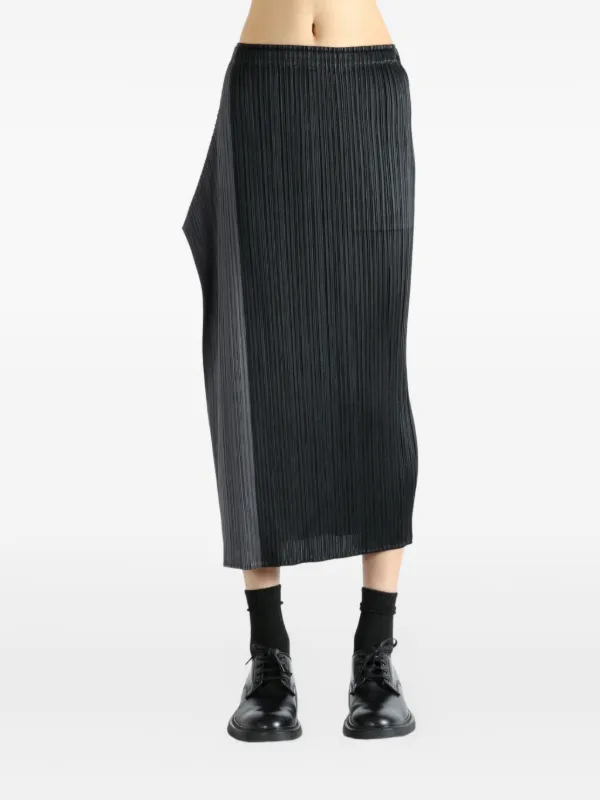 Pleats Please Issey Miyake Pointe Pleated Panelled Midi Skirt