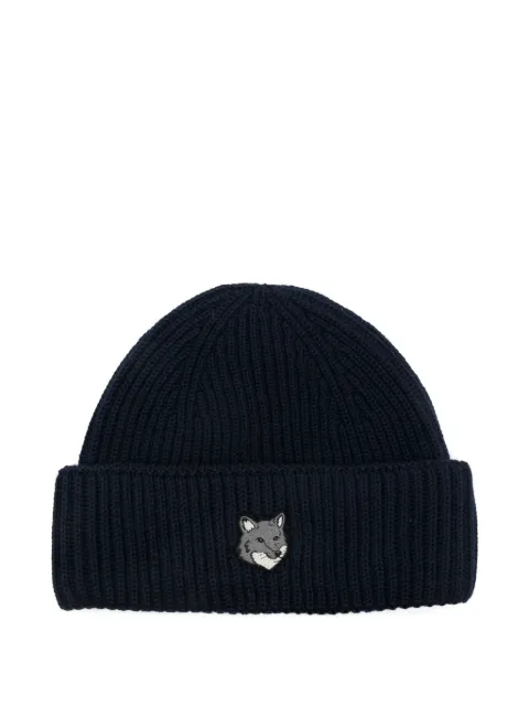 Maison Kitsuné logo-embroidered ribbed beanie