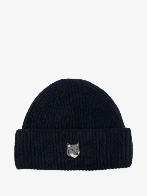 Maison Kitsuné logo-embroidered ribbed beanie