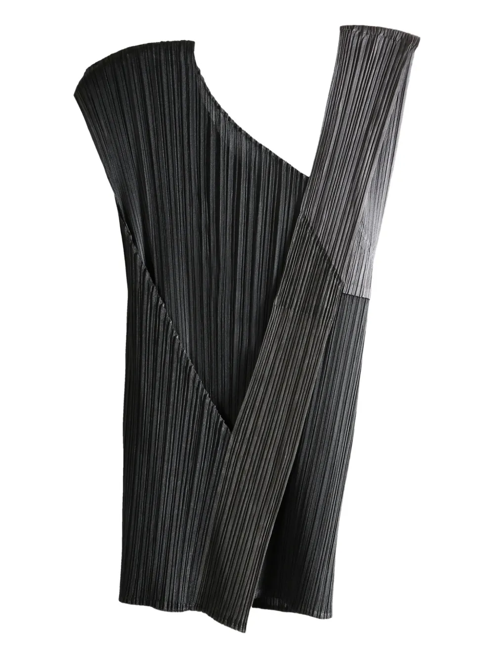 Pleats Please Issey Miyake Pointe pleated asymmetric top | Black | Image 1