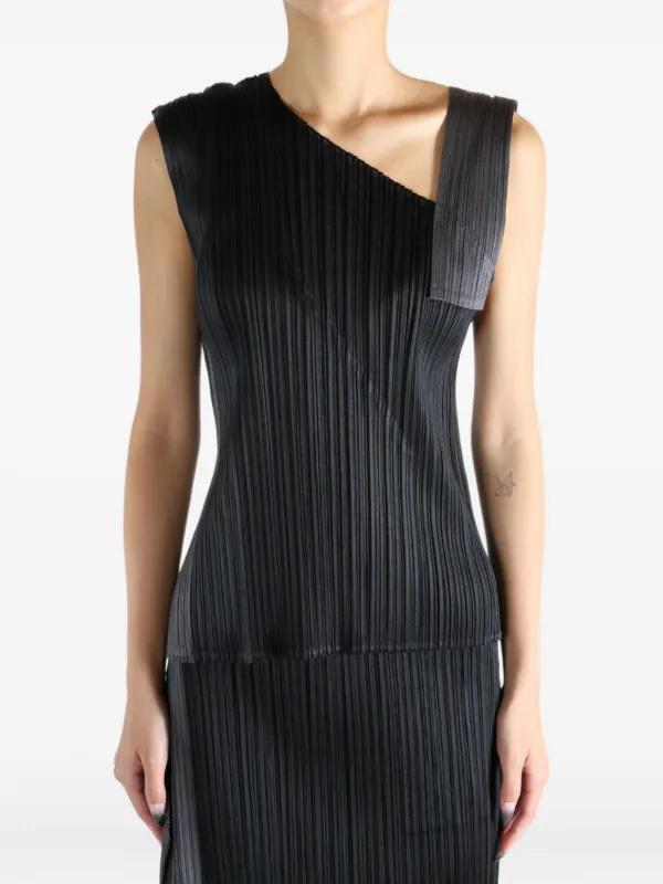 Pleats Please Issey Miyake Pointe Pleated Asymmetric Top