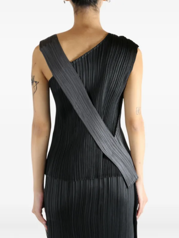 Pleats Please Issey Miyake Pointe Pleated Asymmetric Top