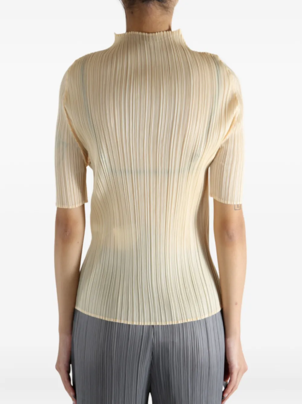 Issey Miyake Lucid Pleats High-neck Top In Neutral