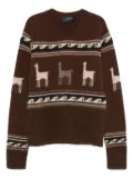 Seafarer llama-pattern V-neck sweater - Brown