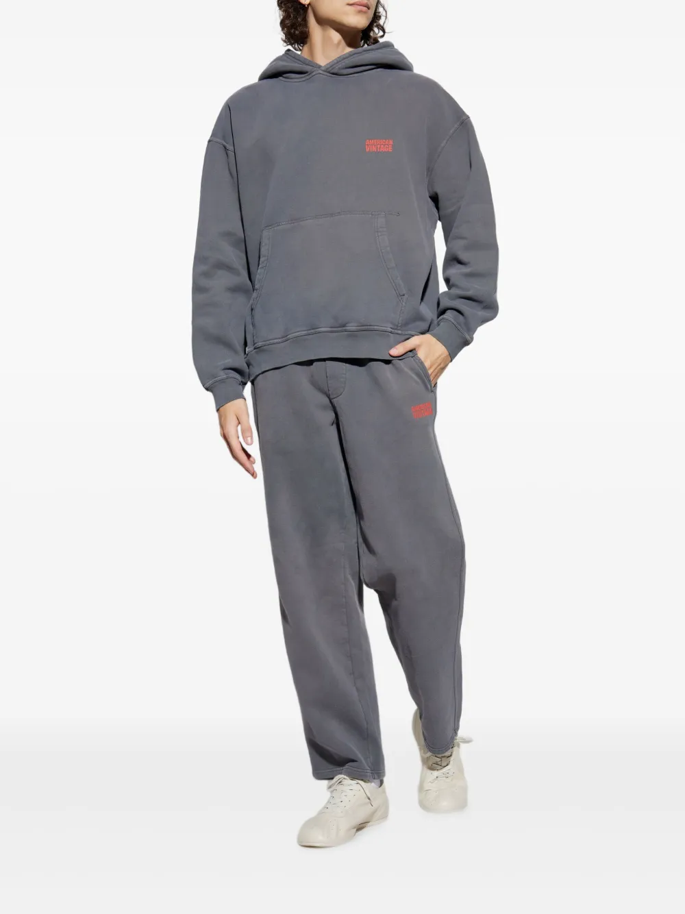 American Vintage Broek met trekkoord en logo Grijs