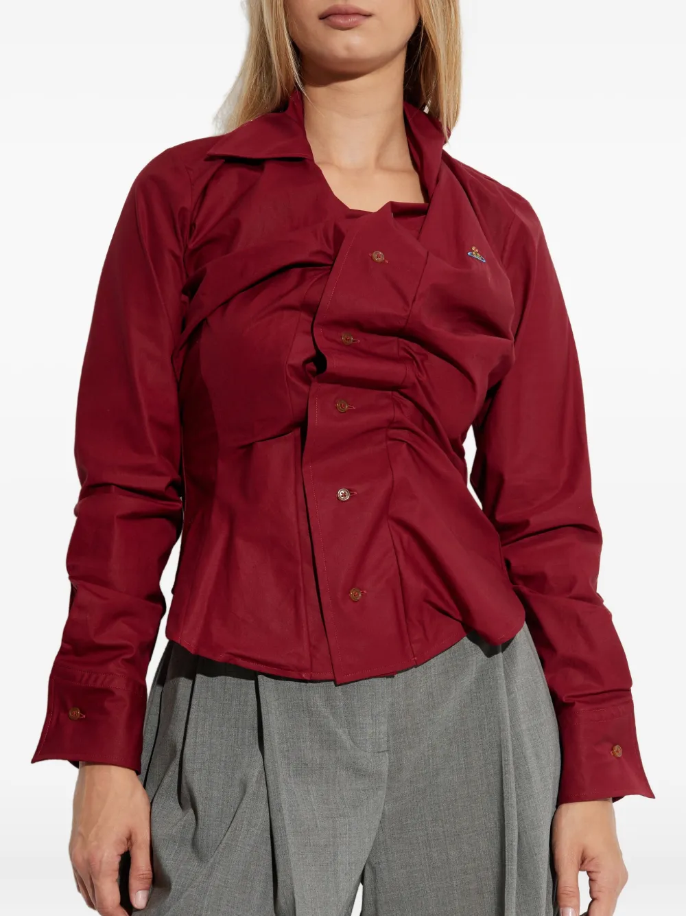 Vivienne Westwood Gesmockte blouse met knopen Rood