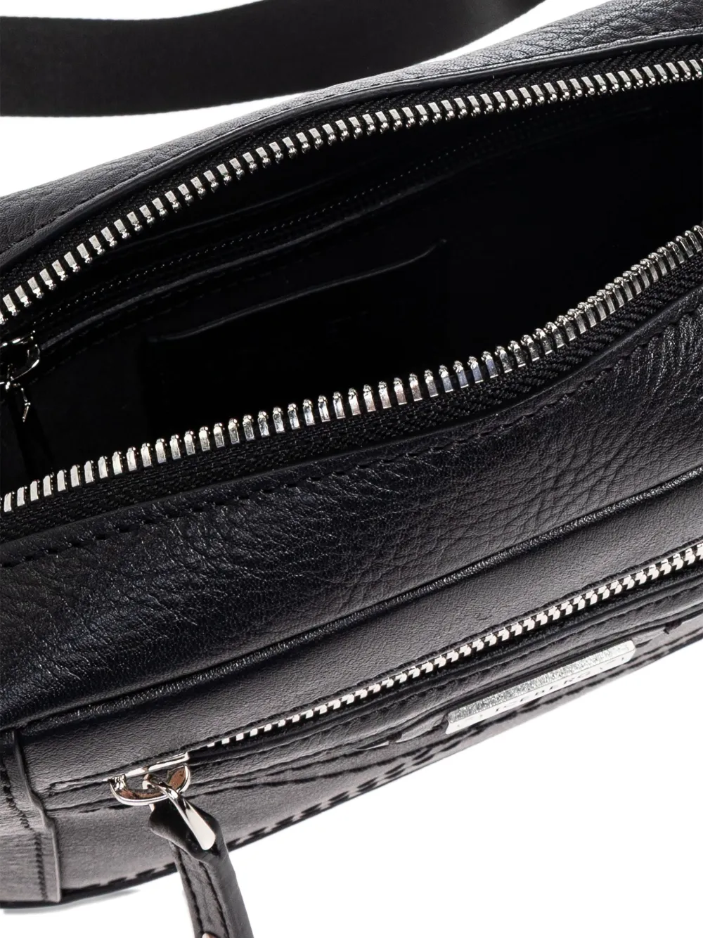 Iceberg Gevoerde leren heuptas met rits Zwart