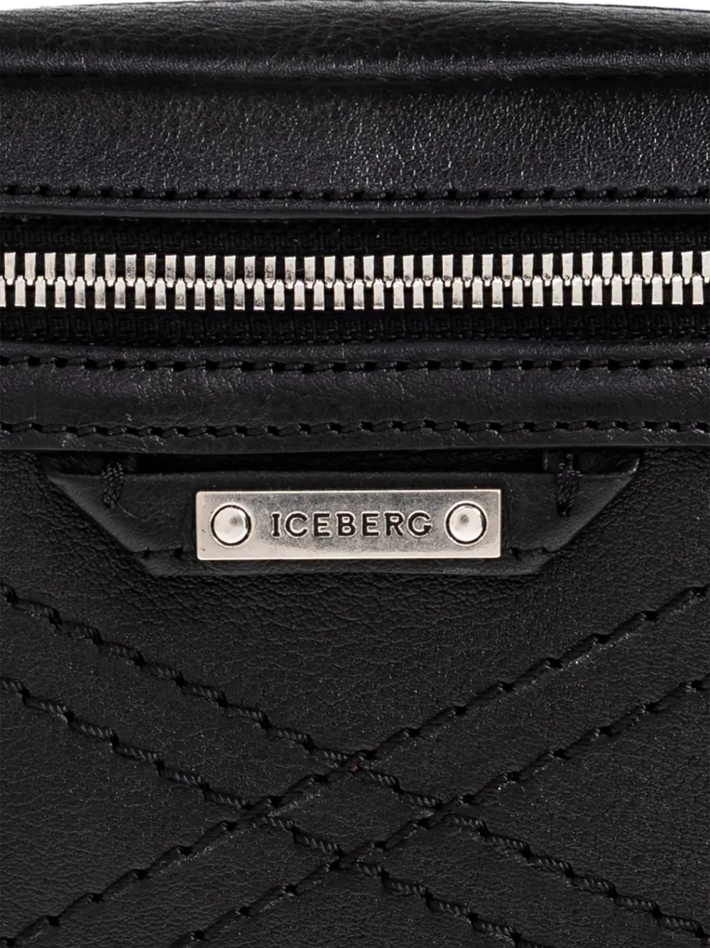 Iceberg Gevoerde leren heuptas met rits Zwart