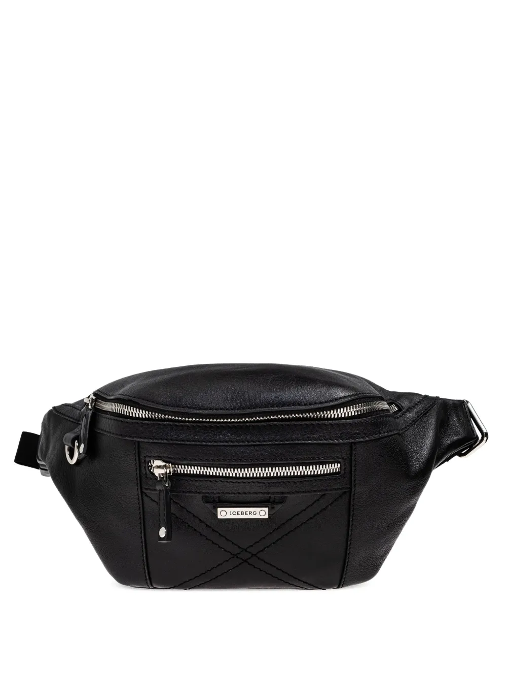 Iceberg Zipped Leather Tote Bag In Black