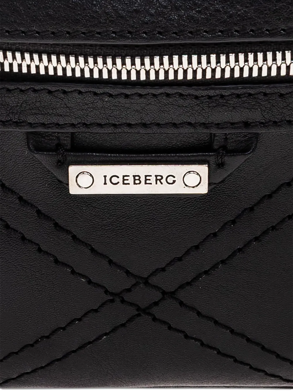 Iceberg Leren shopper met rits Zwart