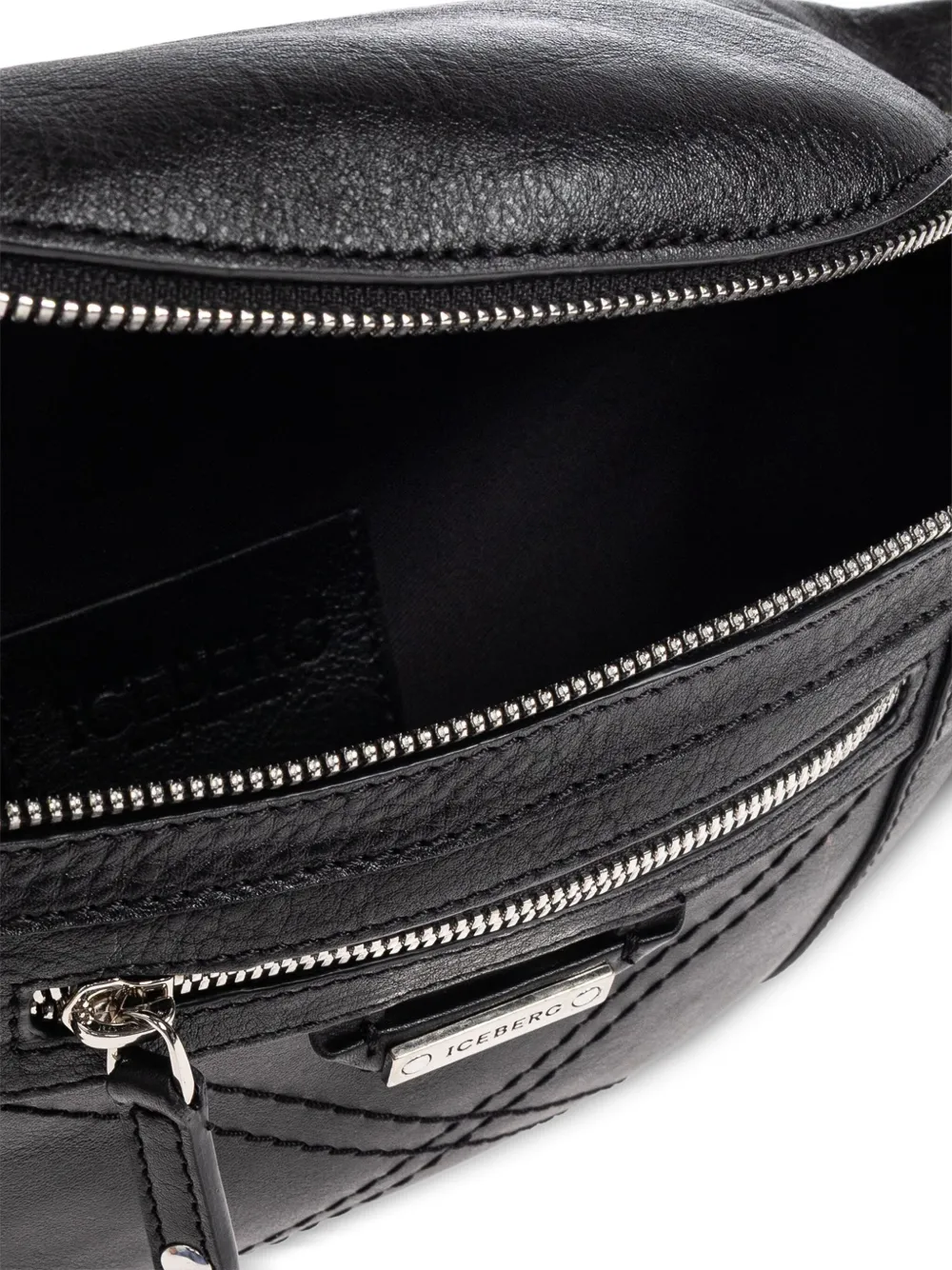 Iceberg Leren shopper met rits Zwart