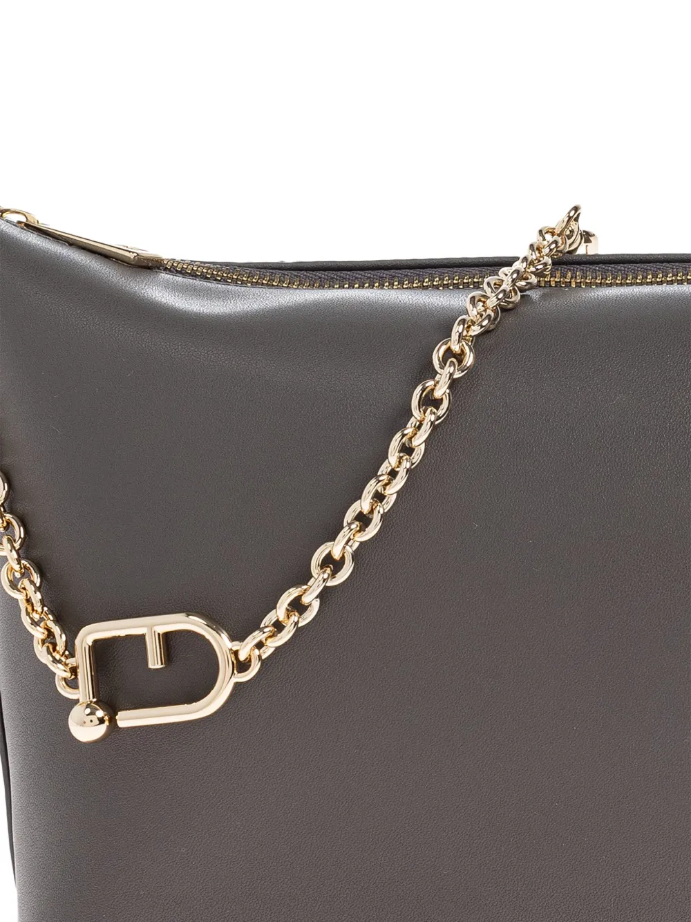 Furla Chain Logo Tote Bag In Gray