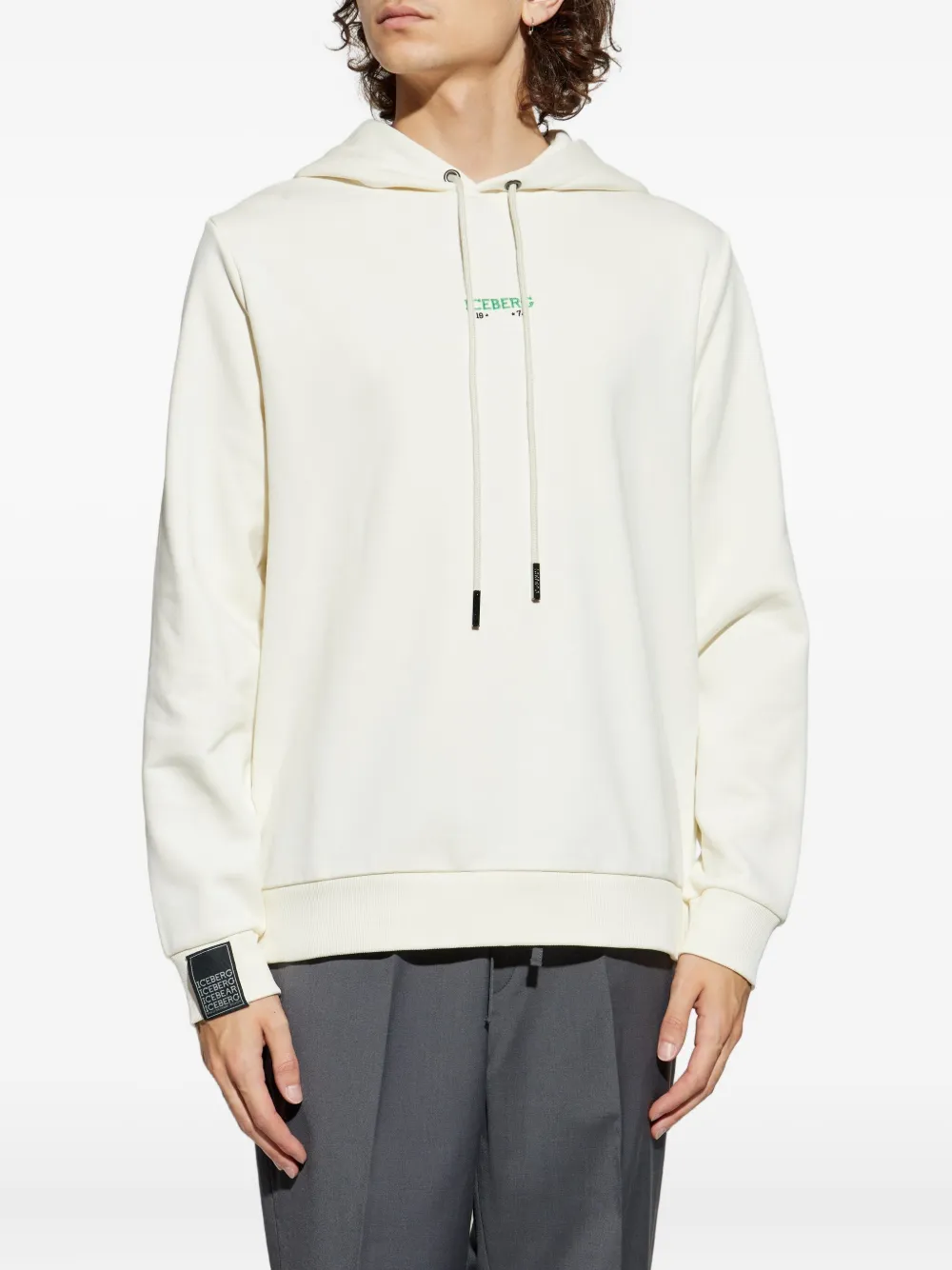 Iceberg Graphic-print Drawstring Hoodie In White