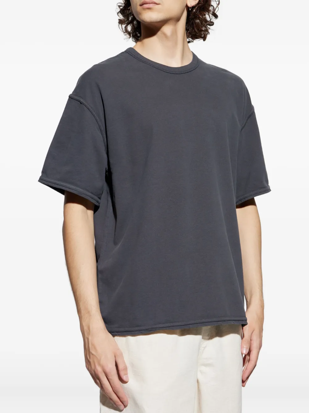 American Vintage Fazy Rolled-trim T-shirt In Gray