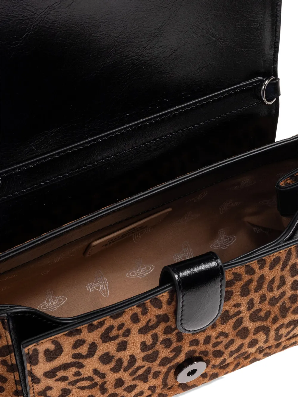 Vivienne Westwood Orb Leopard-print Shoulder Bag In Brown