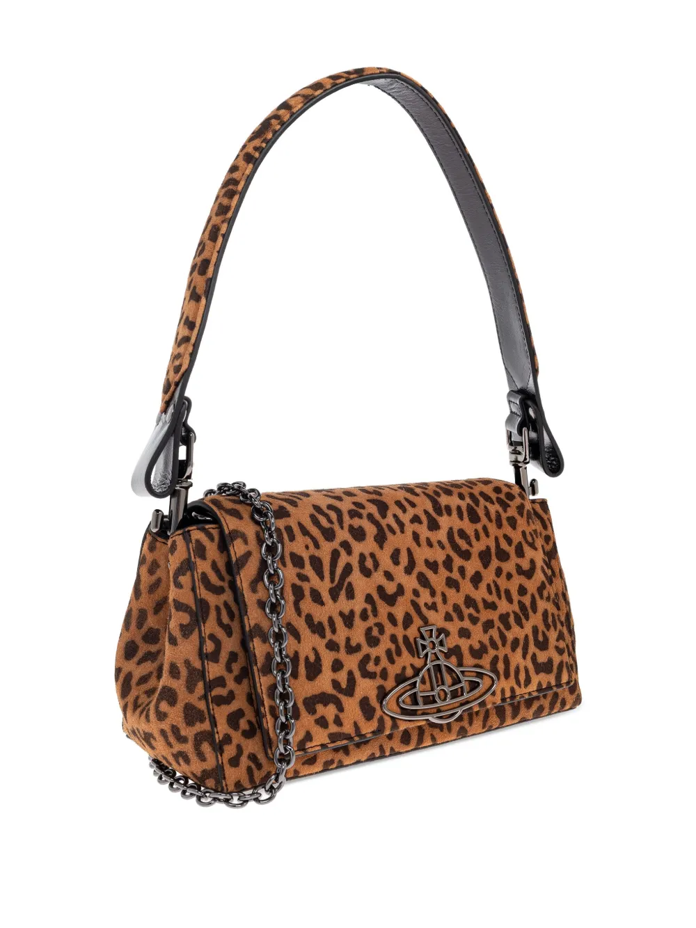 Vivienne Westwood Orb Leopard-print Shoulder Bag In Brown