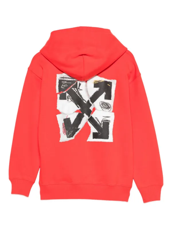 Off-White Kids logo-print Hoodie | Red | FARFETCH