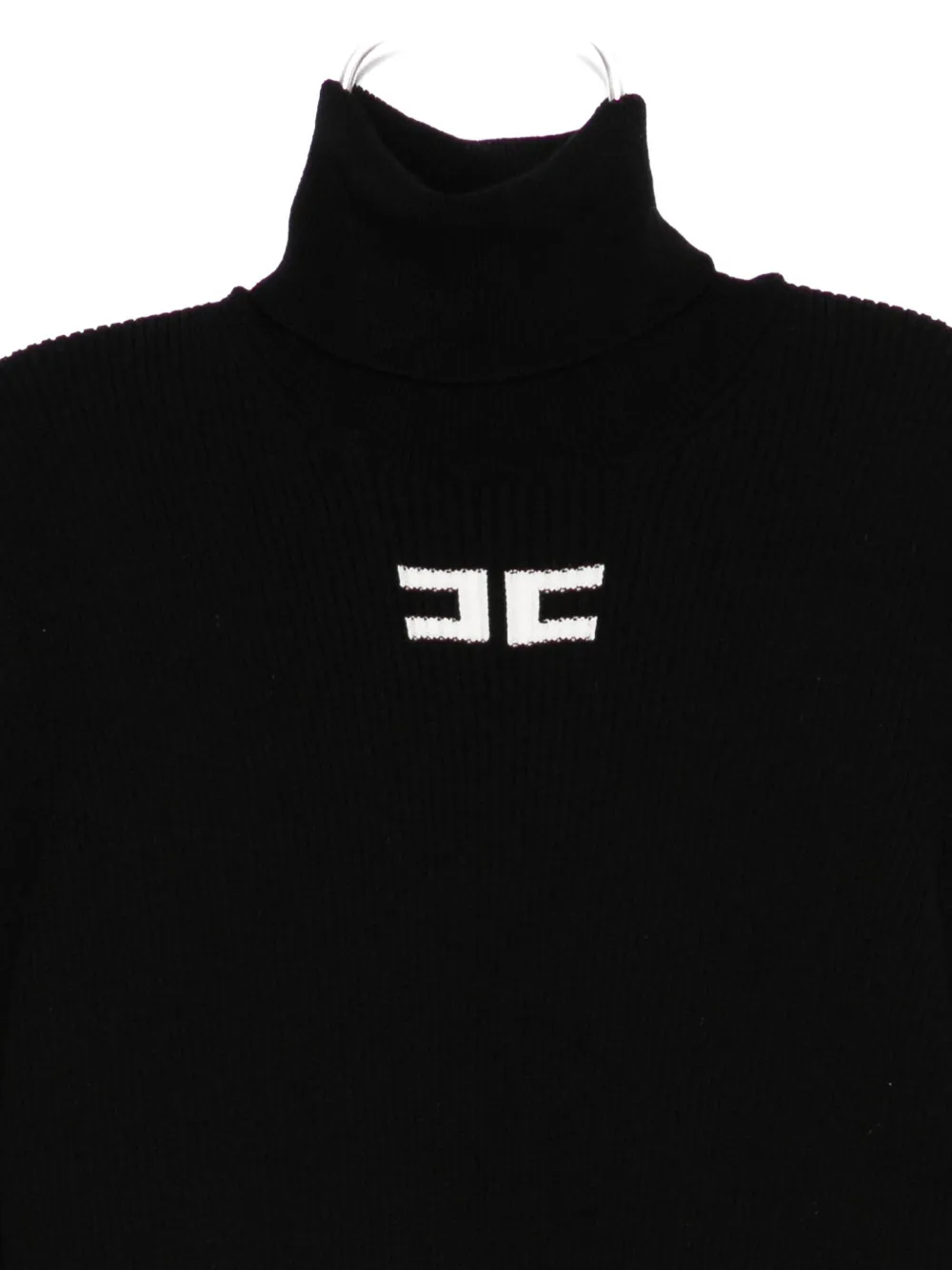 Elisabetta Franchi Ribbed Turtleneck Sweater In Black