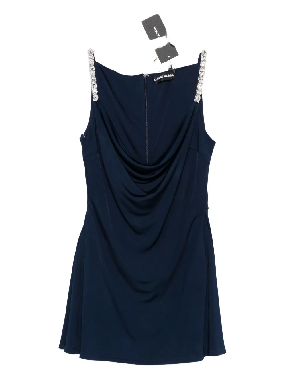 David Koma Embellished-strap Draped Dress In Blue