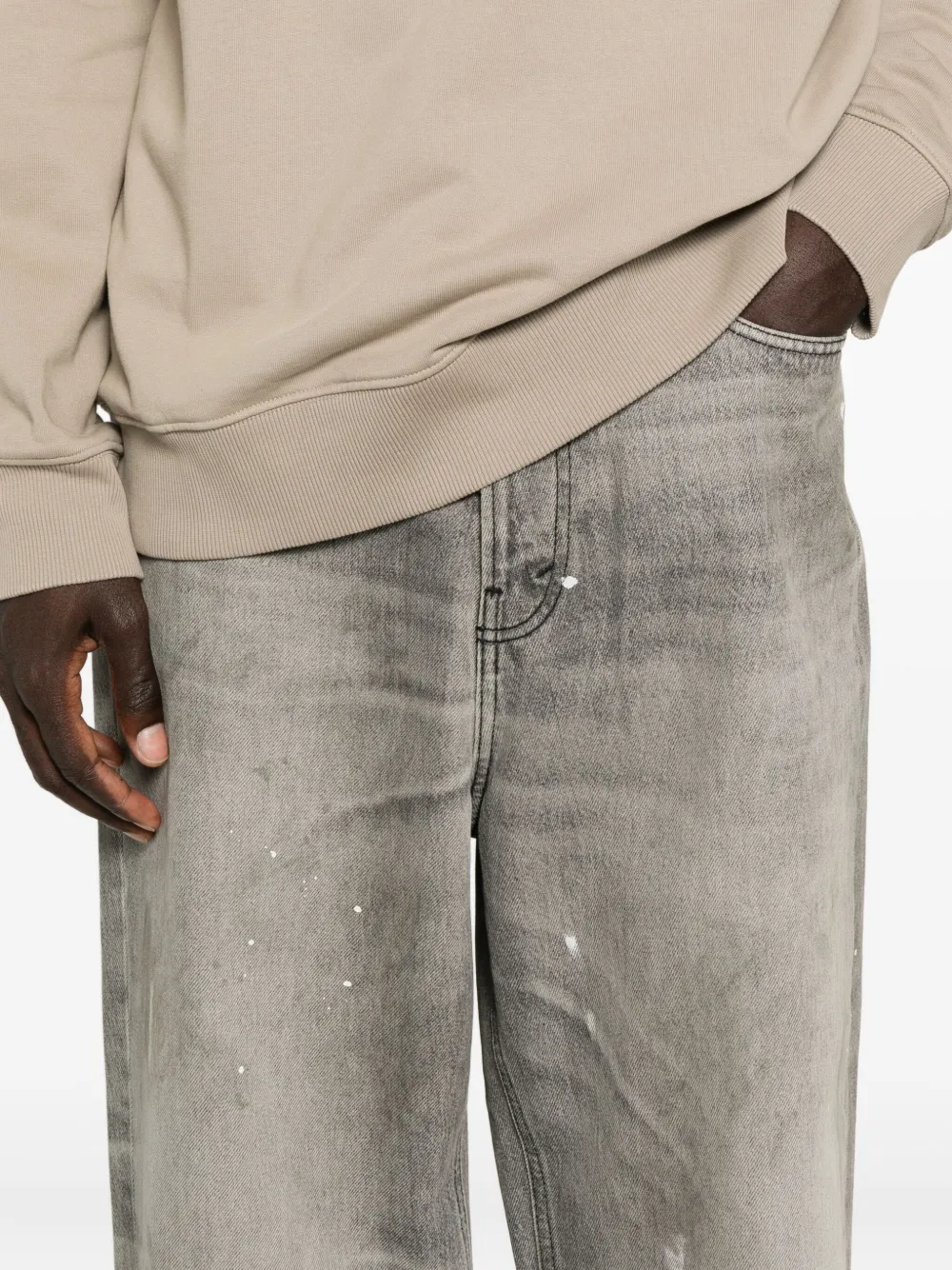 Haikure Paint-splatter Straight-leg Jeans In Gray