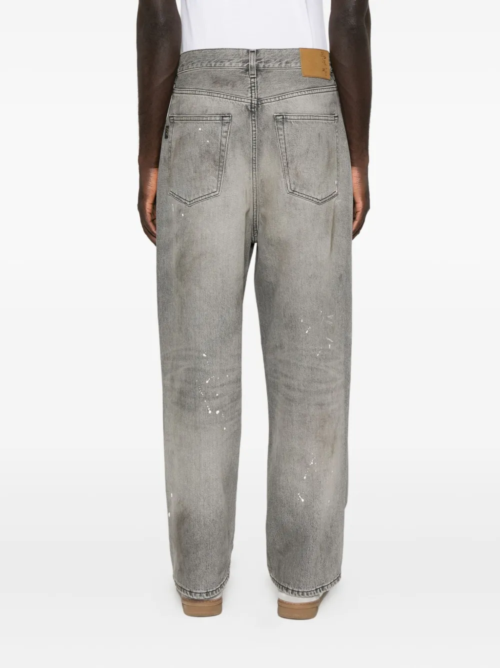 Haikure Paint-splatter Straight-leg Jeans In Gray
