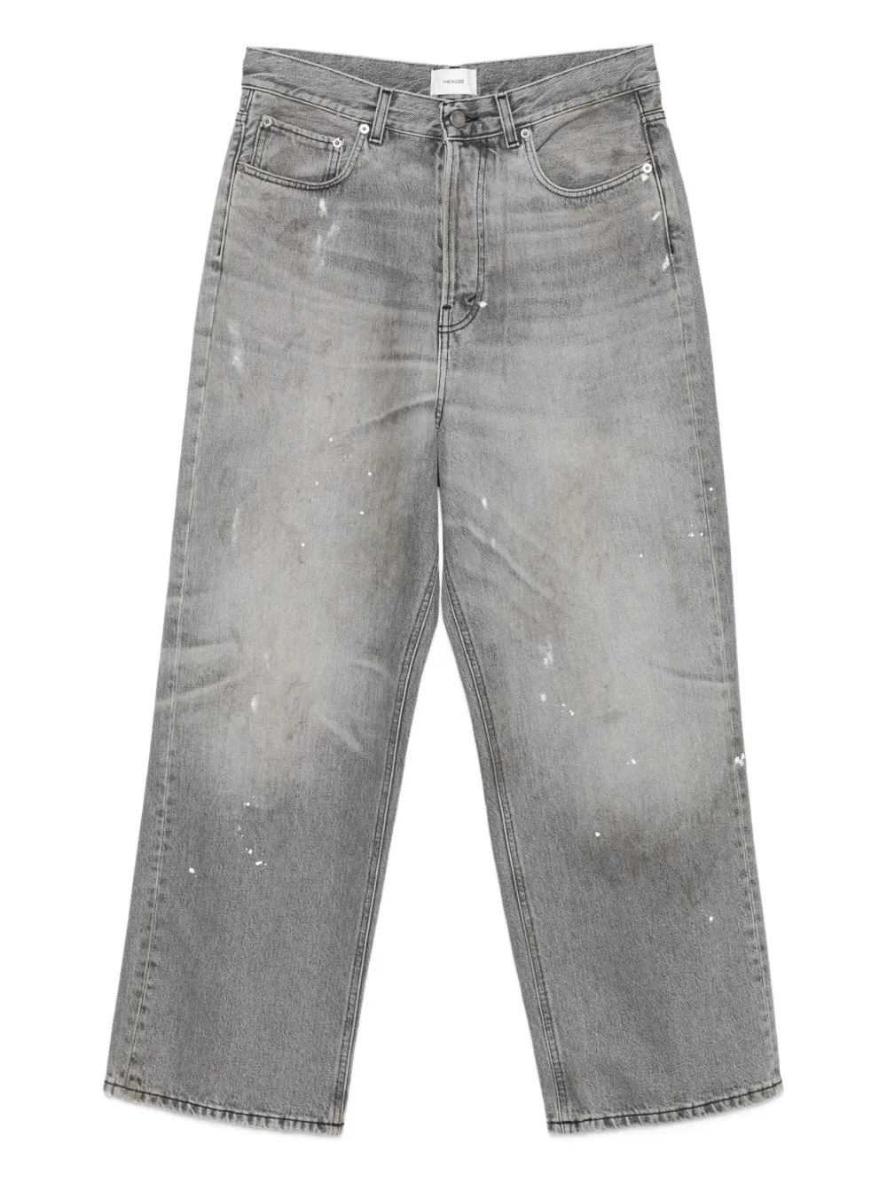 Haikure paint-splatter straight-leg jeans - グレー Haikure paint-splatter straight-leg jeans - グレー