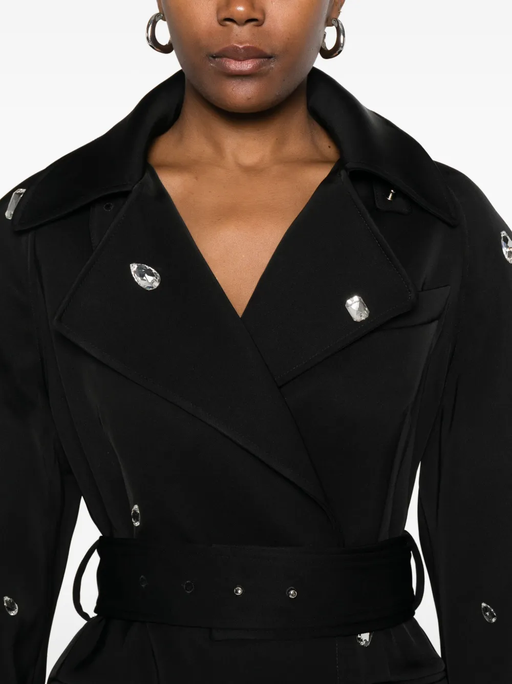 David Koma Embellished Belted Jacket In Brown