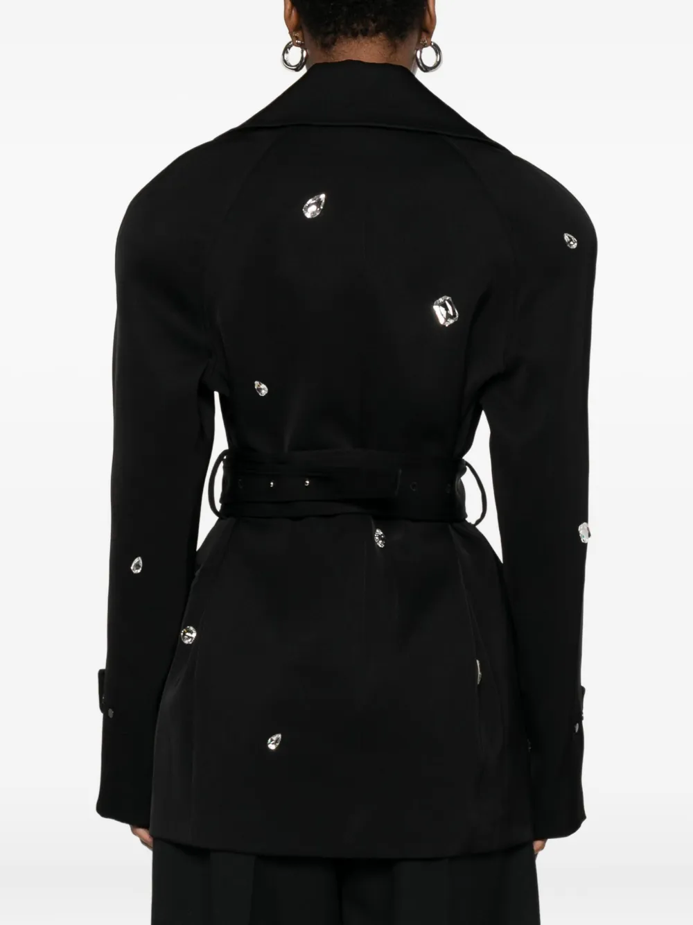 David Koma Embellished Belted Jacket In Brown
