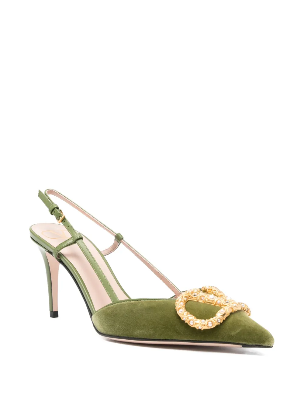 Valentino Garavani 80mm V-logo embellishment pumps Green