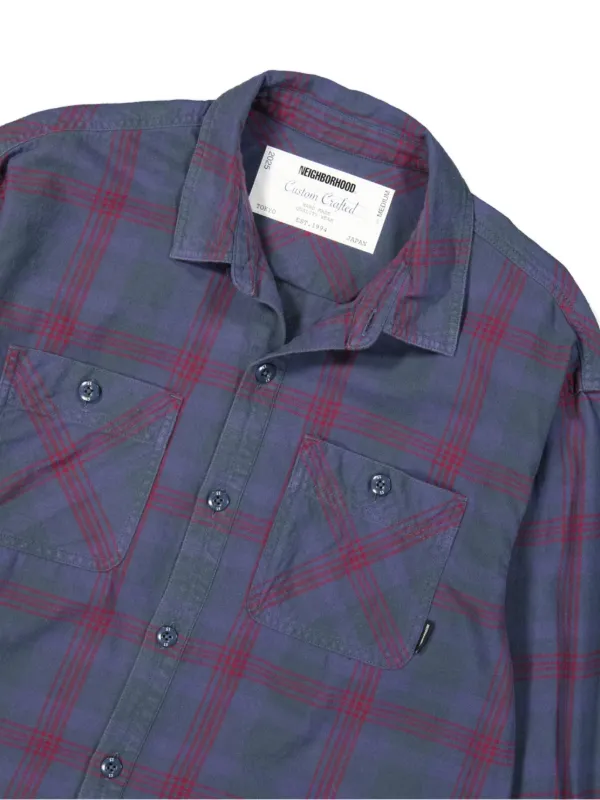 トップス NEIGHBORHOOD SAVAGE TARTAN CHECK SHIRT NEIGHBORHOOD Savage Tartan Check Shirt LS Grey/Saxe | HAVEN