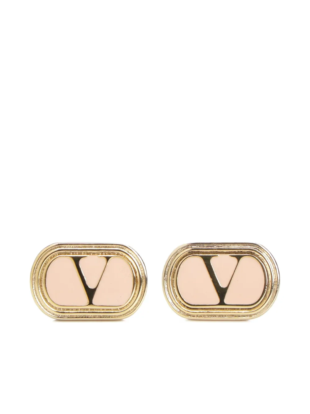 Valentino Garavani oval-frame logo earrings - ゴールドトーン Valentino Garavani oval-frame logo earrings - ゴールドトーン