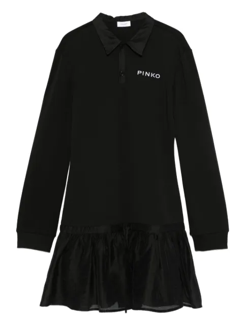 Pinko Kids logo-embroidered ruffled dress
