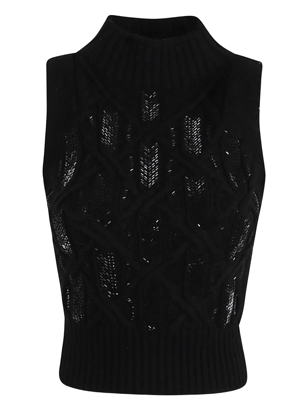 Ermanno Scervino Beaded Sleeveless Sweater In Black