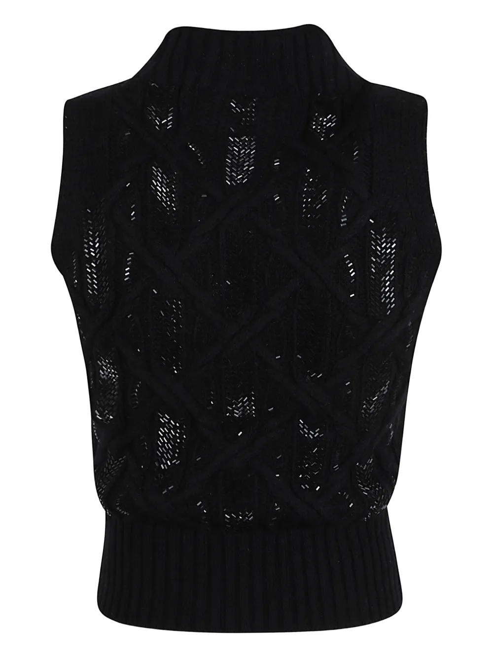 Ermanno Scervino Beaded Sleeveless Sweater In Black