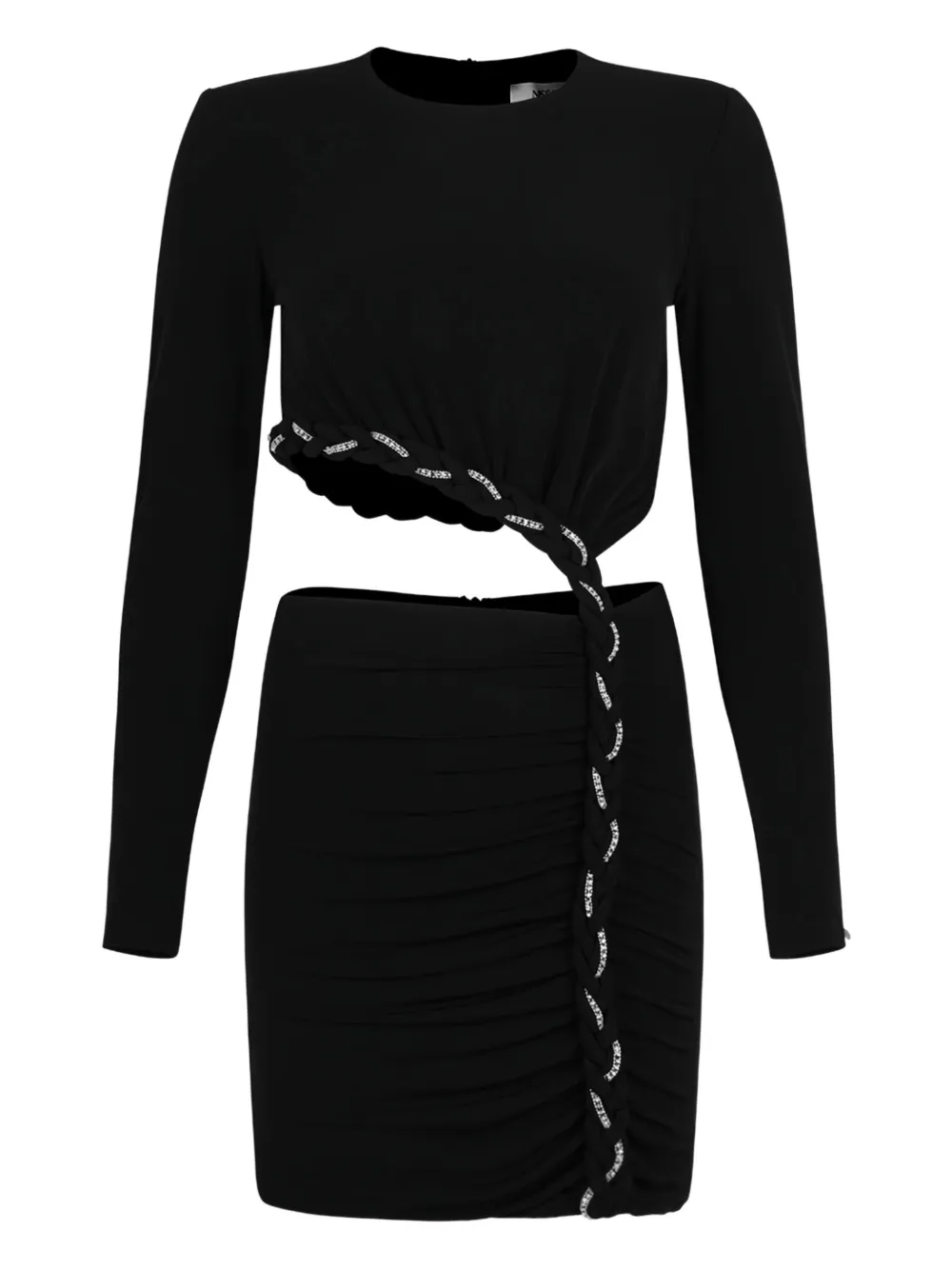 NISSA cut-out ruched mini dress - ブラック NISSA cut-out ruched mini dress - ブラック